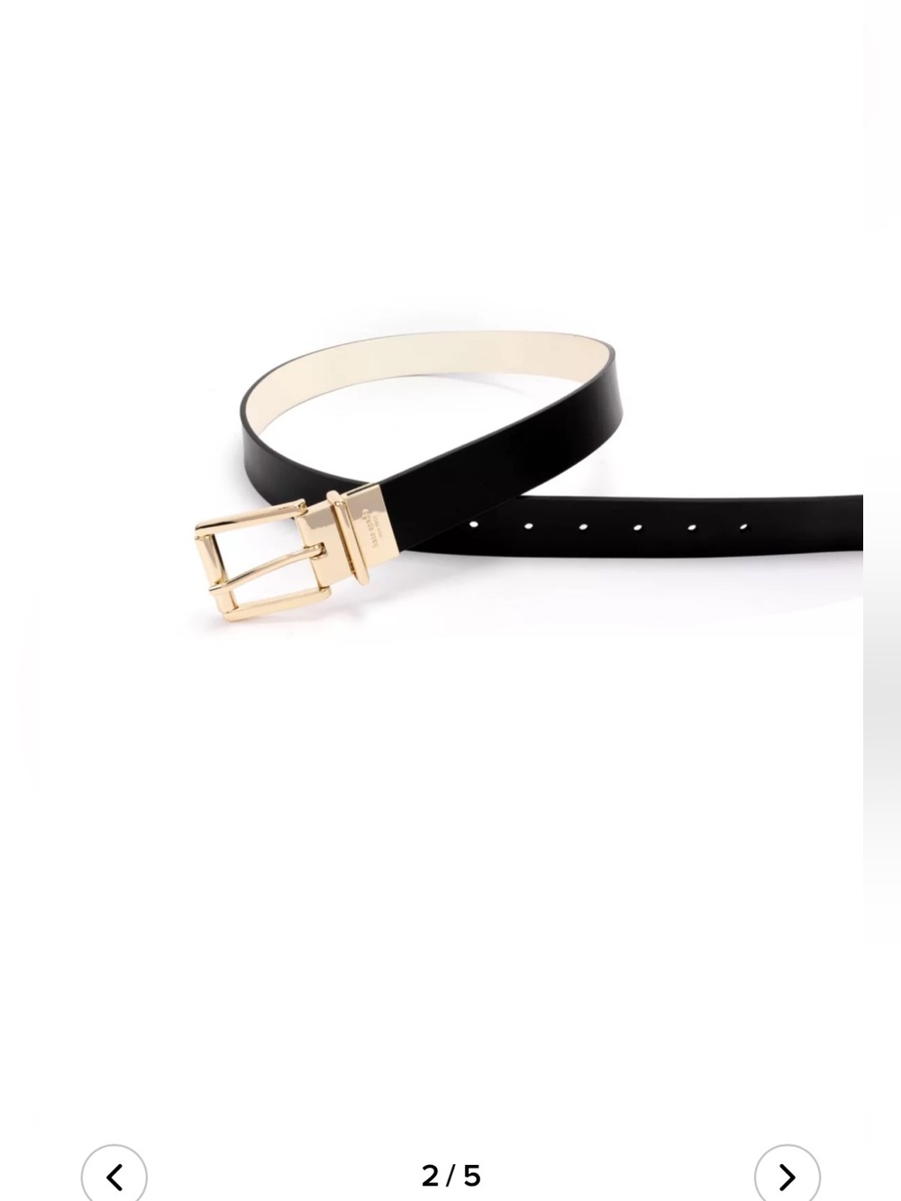 Kate Spade New York 32MM Reversible Leather Belt Black Gold Buckle Small N